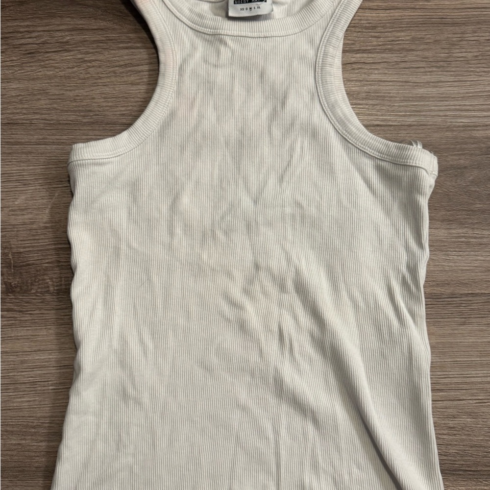 Noisy May White Ribbed Tank Top